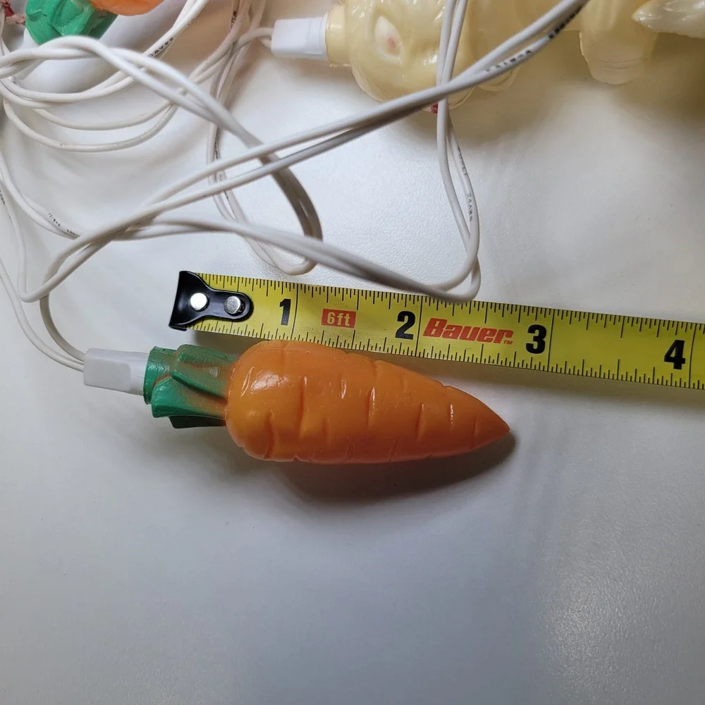 Vintage Easter Bunny and Carrot‎ String Lights Blow Mold Plastic Pastel Decor